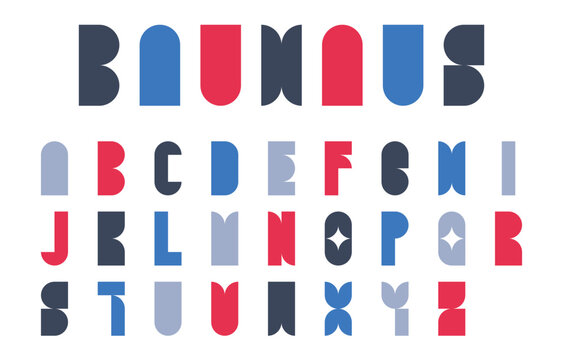 Elements of Bauhaus Geometric Typography Alphabet Set