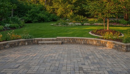 Patio Paved With Seating Wall