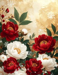 グリーンの花びらと金箔が織りなす自然とラグジュアリーのテクスチャ

柔らかな光に輝くグリーンリーフとゴールドの上品な背景　有機的な緑と金のきらめきが広がる高級感あるフラットレイ

