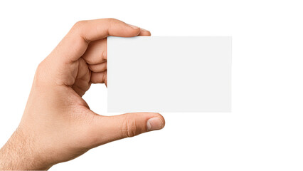 Obraz premium Hand Holding Blank Business Card Mockup on White