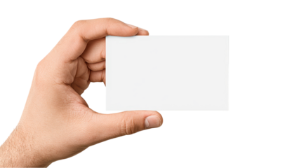 Hand Holding Blank Business Card Mockup on White