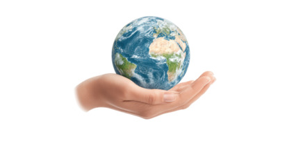 Hand Holding Earth: Save the Planet Concept