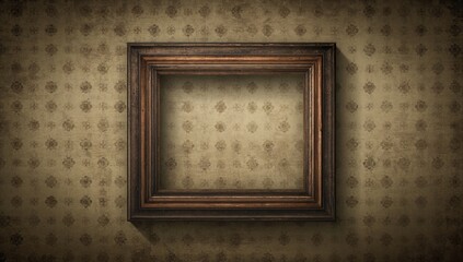 Fototapeta premium Vintage wooden frame hanging on a textured wall, classic art display design
