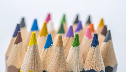 Close-up of colorful sharpened pencils