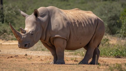 Obraz premium Rhinoceros roaming in a European garden