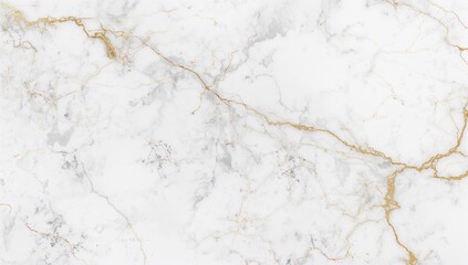 White marble featuring golden streaks. Natural white and gold marbled texture. Glossy marble surface with white, gold, and yellow hues for decorative tiles and posters.
