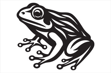 white and black Frog silhouette vector or white background	