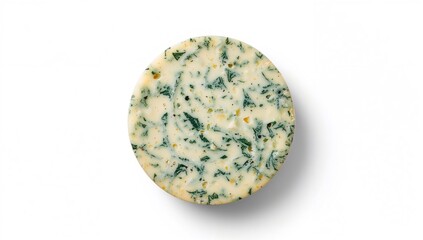 Naklejka premium Delicious blue cheese shown from above on a white background