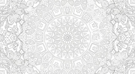 Elegant Mandala Line Art &ndash; Symmetrical Geometric and Floral Design for Meditation and Decor