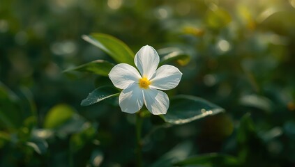 A stunning white blossom featuring a yellow core