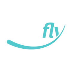 Letter FL wordmark with curved underline forming motion trail symbolizing travel, air, and smooth movement.