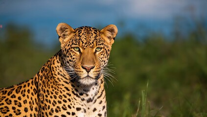Close-up of a female leopard in a wildlife sanctuary