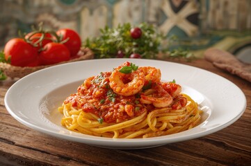 Fototapeta premium Classic Mediterranean Dish: Squid Tomato Sauce for Pasta
