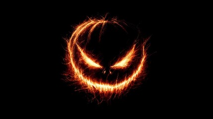 Fototapeta premium scary pumpkin with glowing eyes