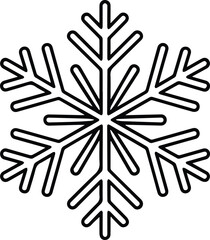 intricate snowflake icon, simple outline vector illustration line art