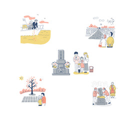 さまざまな埋葬方法・お墓に関する様々なイメージ　セット