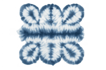 Tie-dye pattern in indigo blue and white, traditional japanese shibori textile art on transparent background