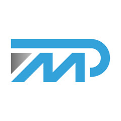Letter M and P connected line logo in horizontal shape representing speed, motion, and progress.