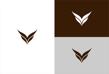 Fototapeta premium Stylized leaf-like symbol with mirroring and varied backgrounds