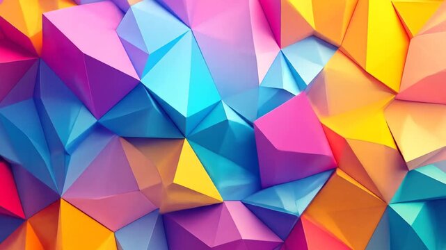 Vibrant Abstract Geometric Faceted Background with Colorful Light Gradients and Sharp Edges