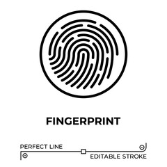 Vector line icon related to fingerprint. Perfect Line. Editable Stroke.
