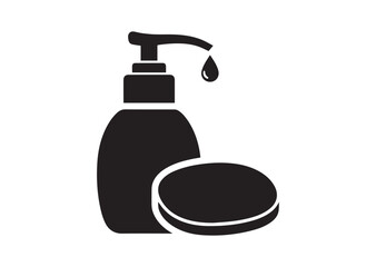 Obraz premium Liquid gel and soap icon, Liquid gel and soap silhouette vector