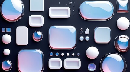 Abstract ui elements with translucent glass and liquid effects modern digital art