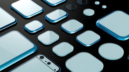 Abstract ui elements with translucent glass effect and liquid aesthetic visual design