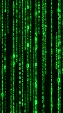 Green Screen matrix raining binary code black background animation scene 4 with distortion, overlay, glitch, static noise, scan lines on background, 4k animated video loop
