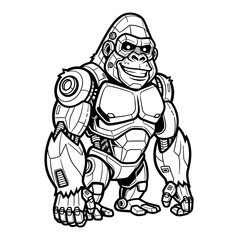 Mechanical Gorilla Illustration Depicting Robotic Ape with Detailed Design.