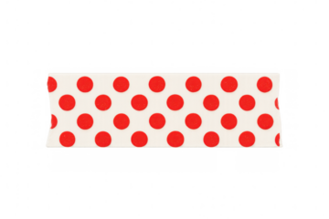 Washi tape section with vibrant red polka dot pattern, craft supply for decorating and scrapbooking, transparent background