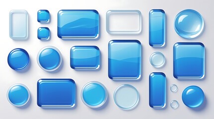 Abstract ui elements with translucent glass and liquid effects on a subtle gray background