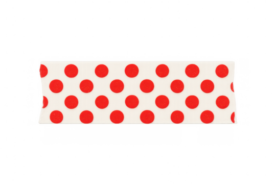 Washi tape section with vibrant red polka dot pattern, craft supply for decorating and scrapbooking, transparent background