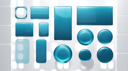 Modern ui design elements translucent glass liquid aesthetic shapes on clean display