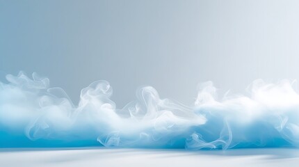 Abstract blue smoke cloud wisps flowing ethereal light gentle movement soft hues peaceful ambiance background