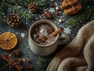 christmas still life with mulled wine