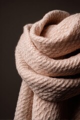 Cozy boucle plaid blanket with gentle folds, tactile loops texture, warm fabric background