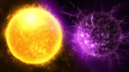 difference. Two stem cells side by side, one vibrant on Earth, the other withered in starry space. STEM education sheets, lab safety posters, designed for biotech research communications.