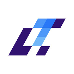 Diagonal pixel logo with purple and blue squares symbolizing digital connection, movement, and progress.