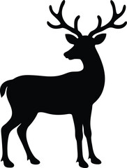 Reindeer with antlers silhouette Black silhouette of a reindeer with large antlers 3
