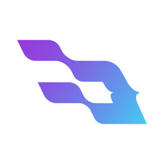 Purple and blue gradient abstract flow logo symbolizing freedom, speed, and digital innovation brand identity.