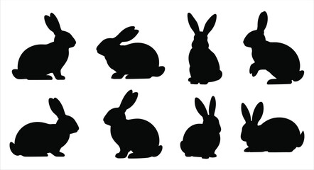 Fototapeta premium black silhouettes of rabbits
