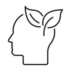 green thinking line web icon