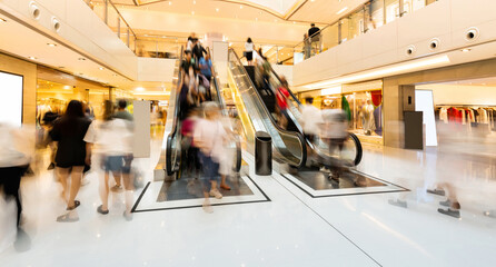 Blur of people on shopping mall
