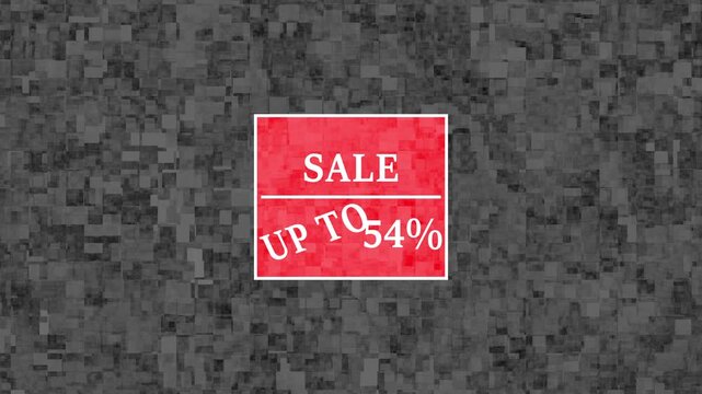 Abstract glowing A storefront display featuring several mannequins dressed in colorful clothing. A large red sign in the center reads sale up to 54 percent animation with background..