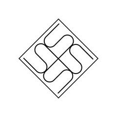 Letter S monogram in interlocking maze square representing system, structure, and modern technology brand.
