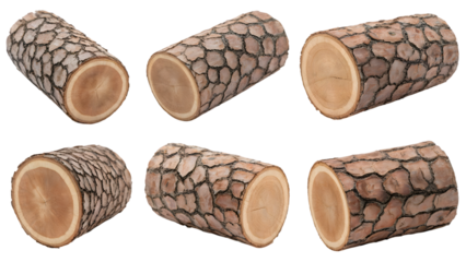 six log cut ready to use for wood product . Isolated on transparent background, png