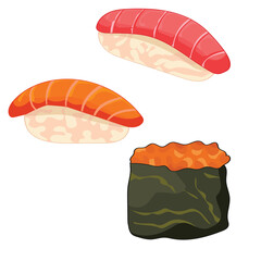 A delicious sushi food set maguro sushi tobiko sushi and  sake sushi