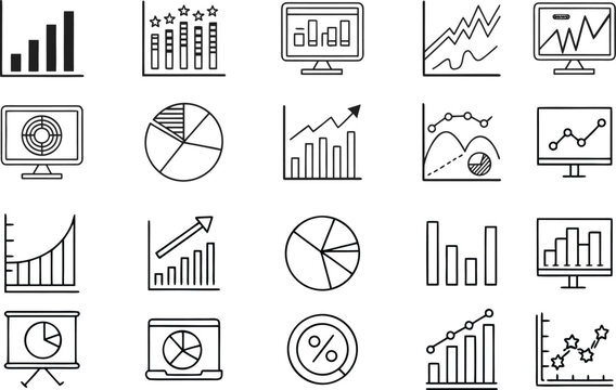 Graphs and Graphs set of web icons in line style