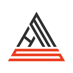 Letter HA logo monogram in triangular form representing construction, architecture, and mountain concept.